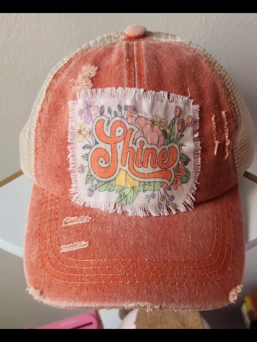 Shine Distressed Coral Trucker Hat - Brand Unspecified